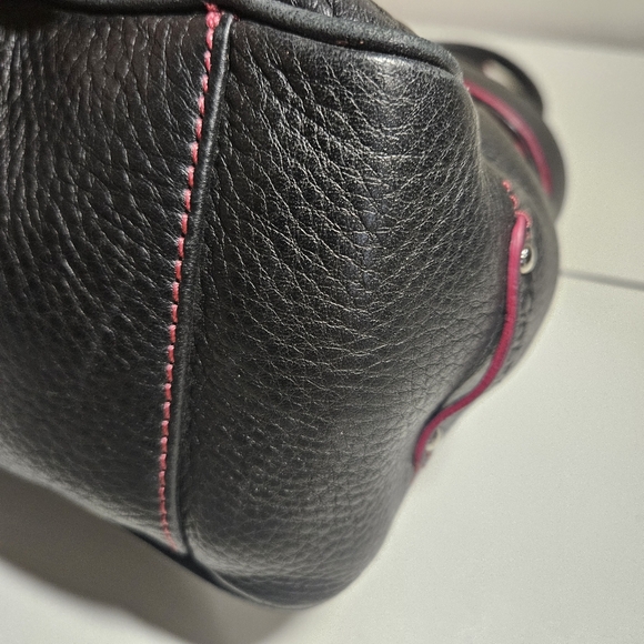 Cole Haan Pebble leather black satchel/tote with pink trim - Picture 8 of 13